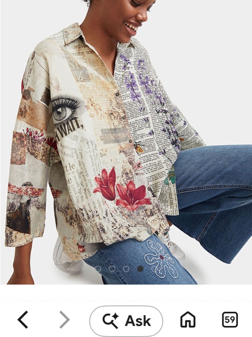 Desigual The New York Oversized Shirt with Floral Print size L
